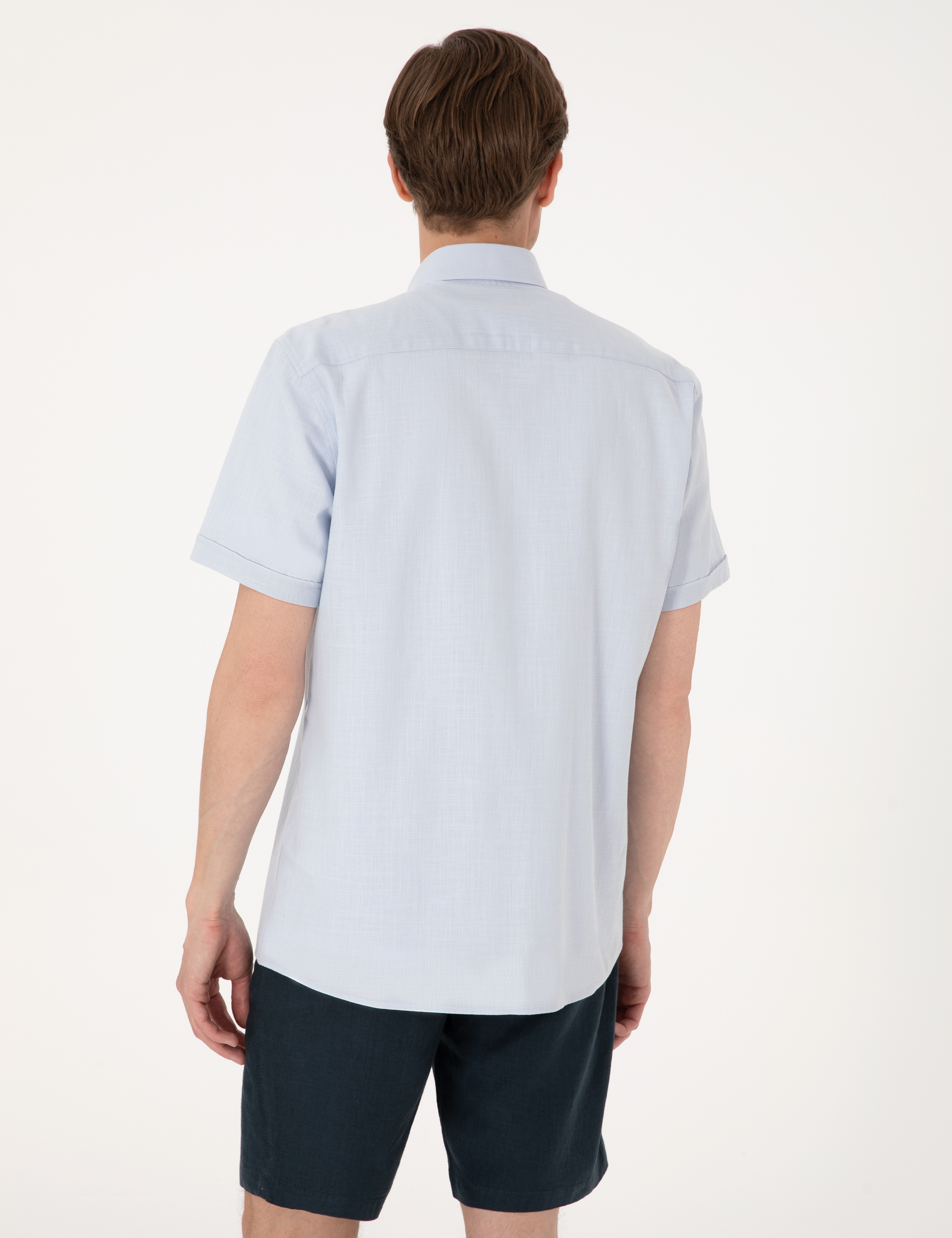 Açık Mavi Regular Fit Kısa Kollu Gömlek - Image 5