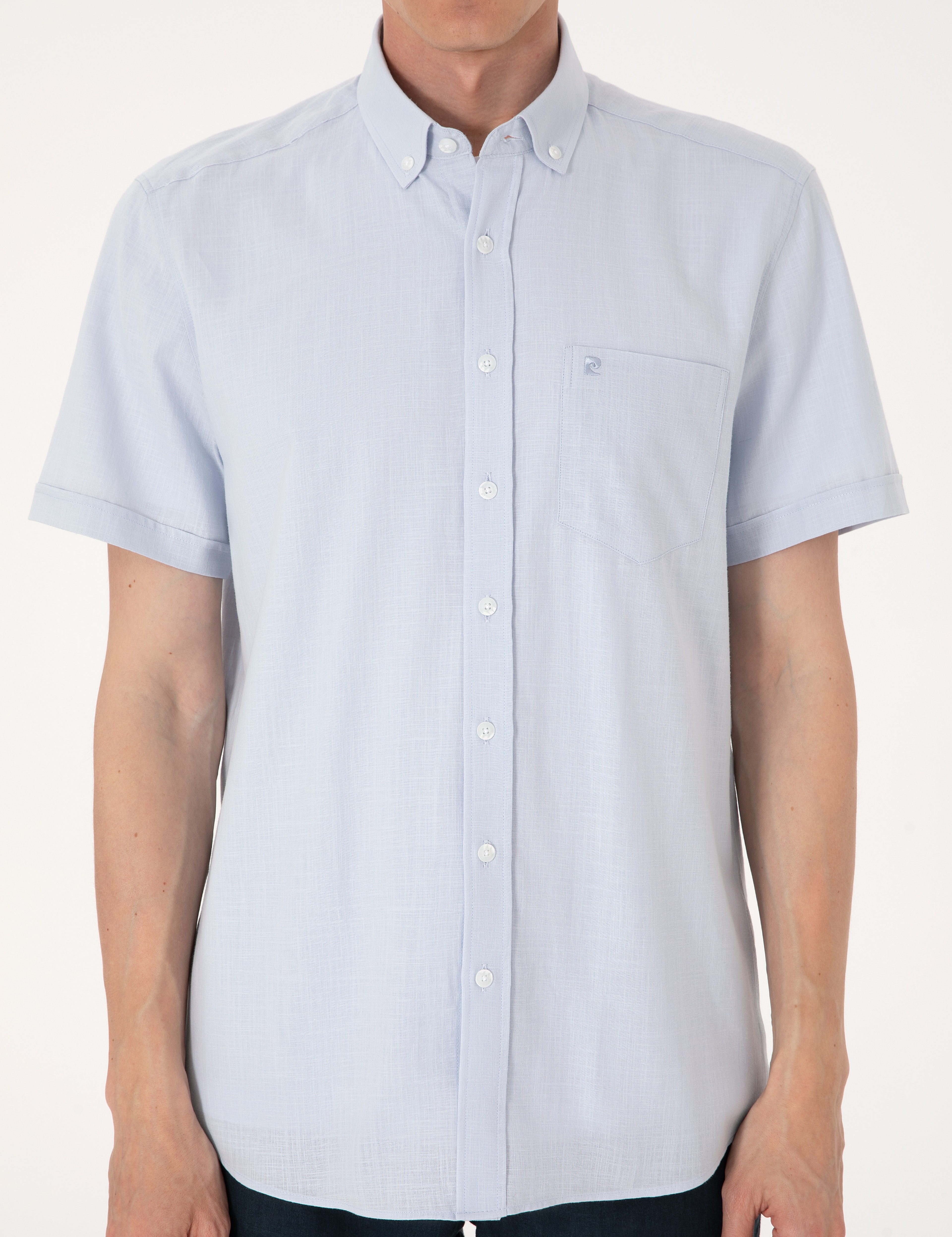 Açık Mavi Regular Fit Kısa Kollu Gömlek - Image 6