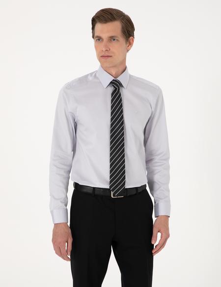 Gri Slim Fit Uzun Kollu Basic Gömlek - 50305127047