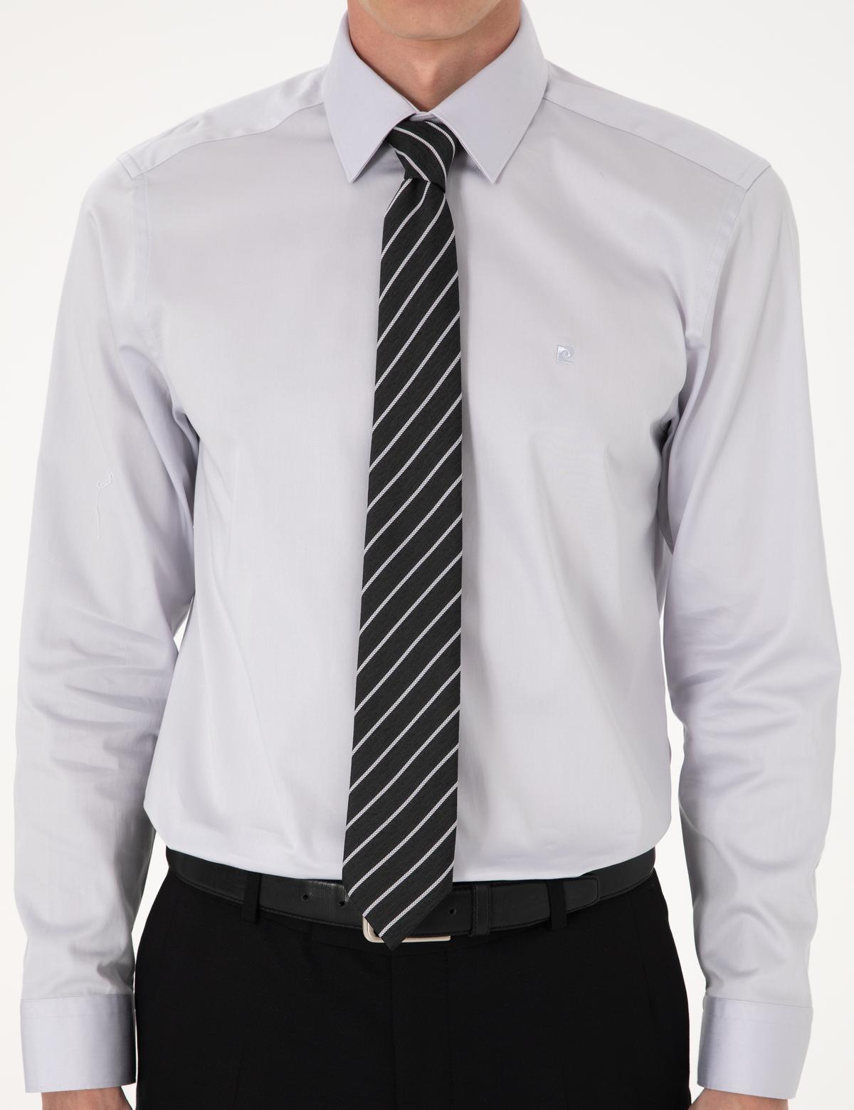 Gri Slim Fit Uzun Kollu Basic Gömlek - 50305127047