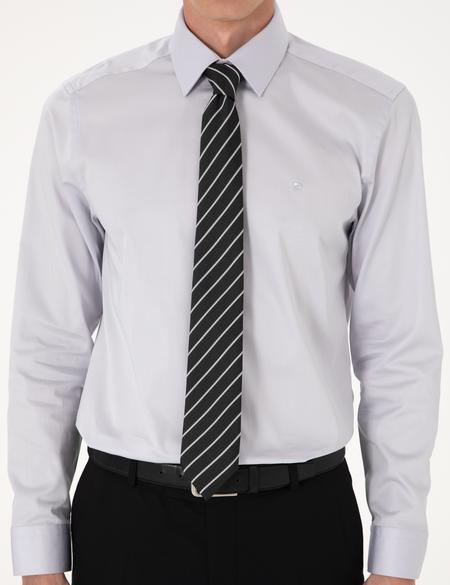 Gri Slim Fit Uzun Kollu Basic Gömlek - 50305127047