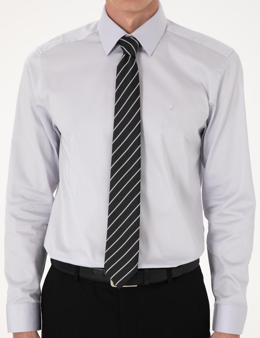 Gri Slim Fit Uzun Kollu Basic Gömlek
