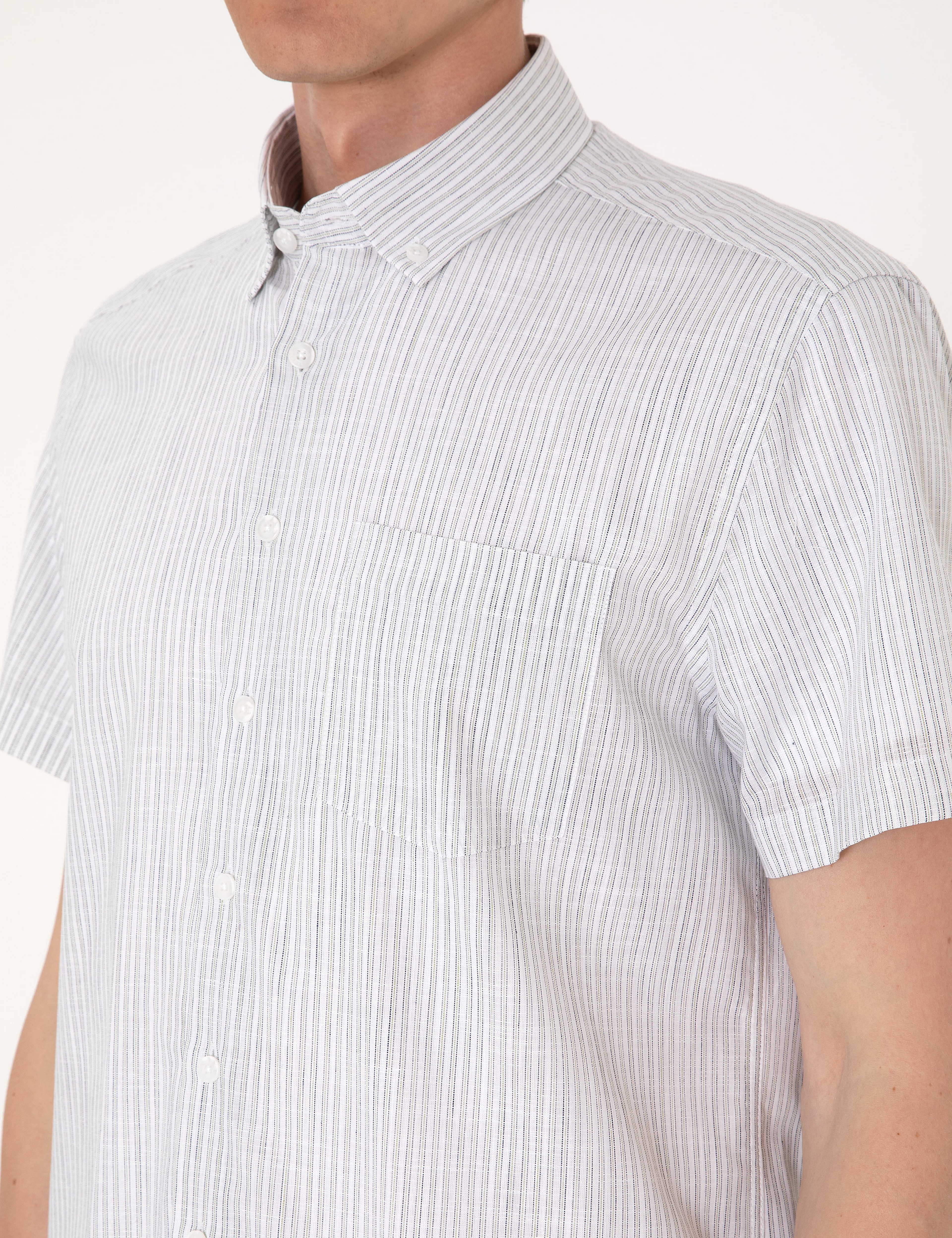 Haki Regular Fit Kısa Kollu Gömlek - Image 7