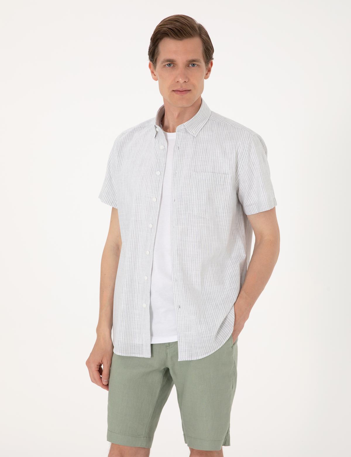 Haki Regular Fit Kısa Kollu Gömlek