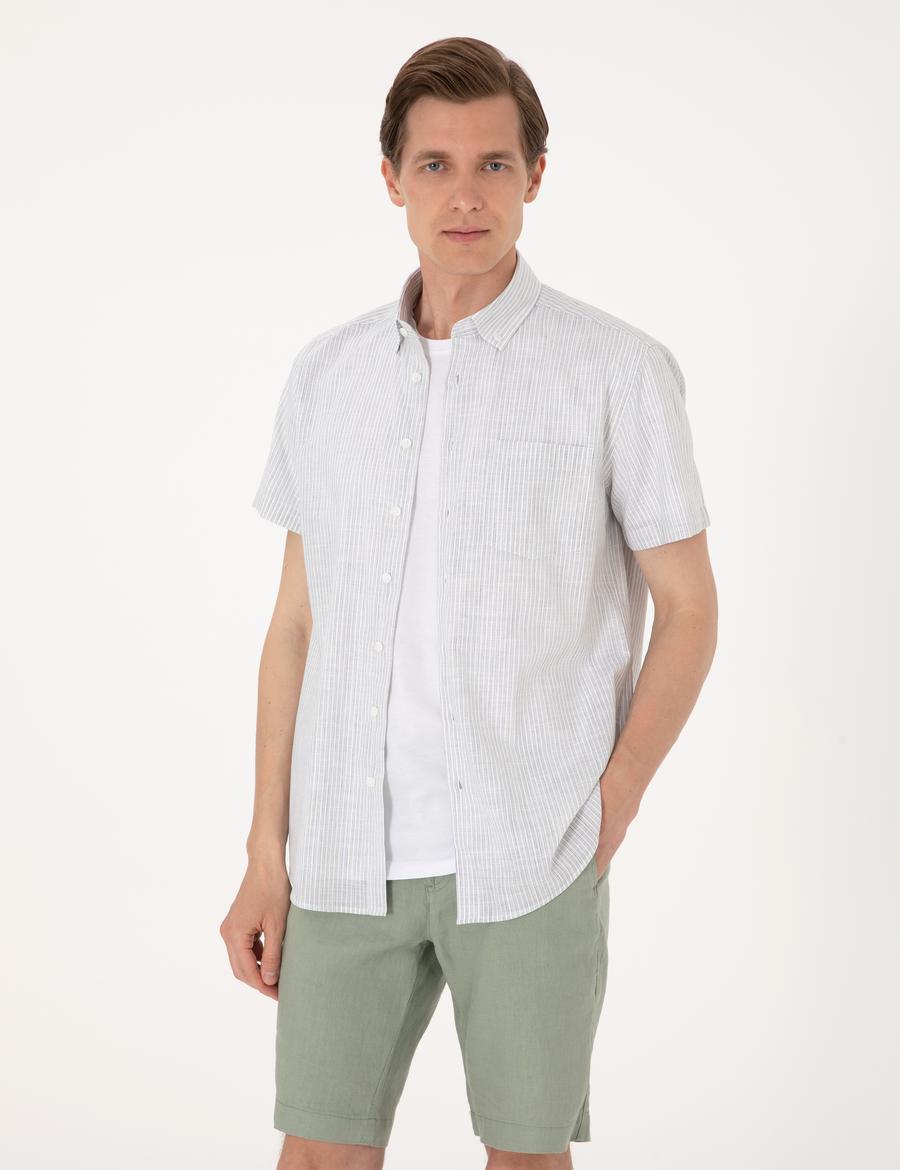 Haki Regular Fit Kısa Kollu Gömlek