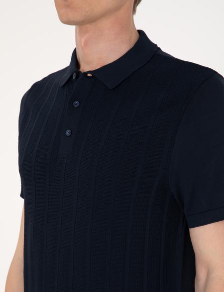 Lacivert Slim Fit Polo Yaka Düğmeli Triko Tişört - 50306025011