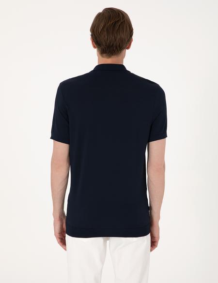 Lacivert Slim Fit Polo Yaka Düğmeli Triko Tişört - 50306025011