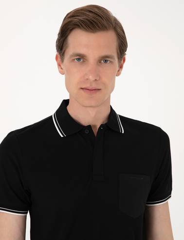 Siyah Ultralight Kumaş Slim Fit Polo Yaka Tişört