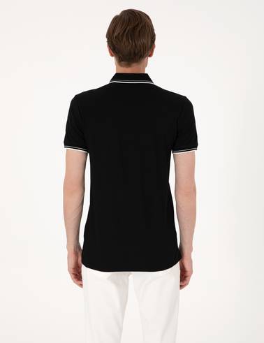 Siyah Ultralight Kumaş Slim Fit Polo Yaka Tişört