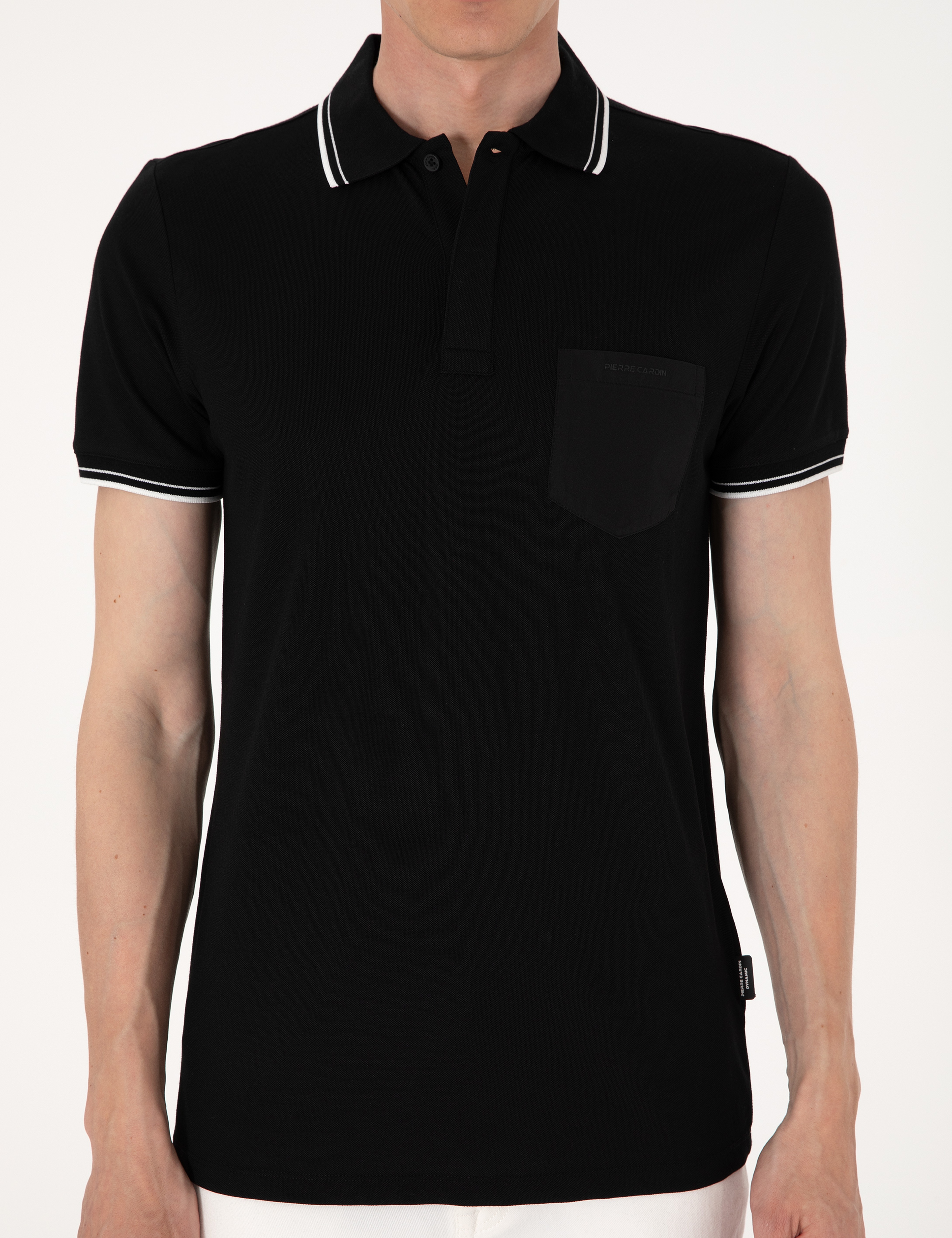 Siyah Ultralight Kumaş Slim Fit Polo Yaka Tişört - Image 6