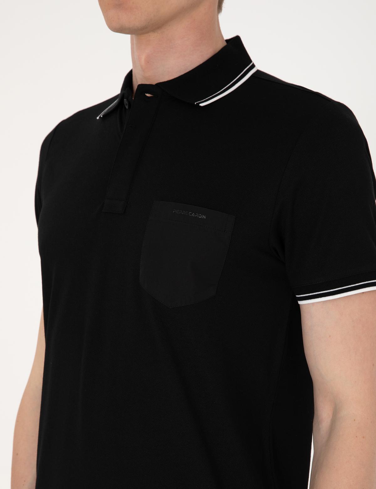 Siyah Ultralight Kumaş Slim Fit Polo Yaka Tişört - 50302631037
