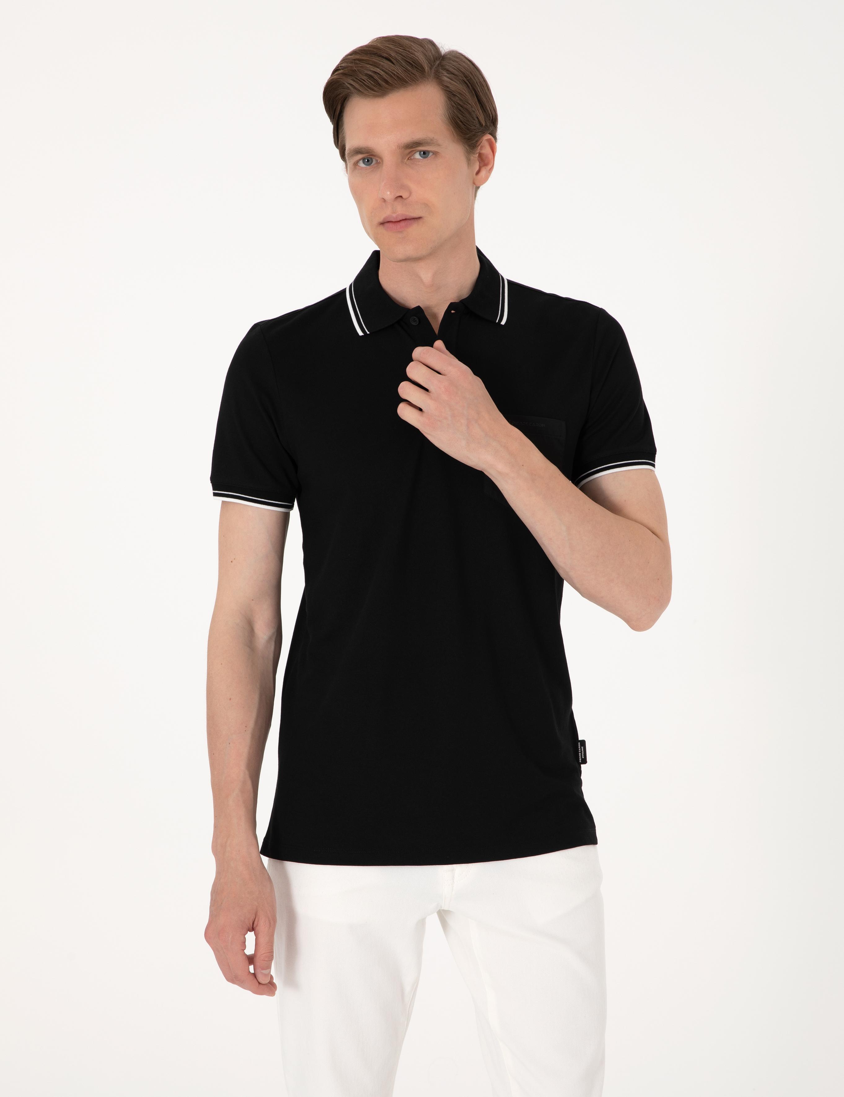 Siyah Ultralight Kumaş Slim Fit Polo Yaka Tişört