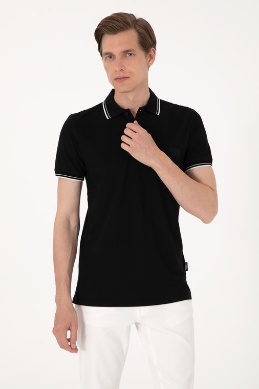 Siyah Ultralight Kumaş Slim Fit Polo Yaka Tişört