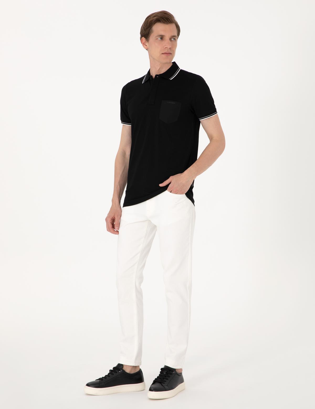 Siyah Ultralight Kumaş Slim Fit Polo Yaka Tişört - 50302631037
