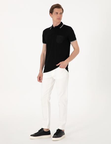 Siyah Ultralight Kumaş Slim Fit Polo Yaka Tişört - 50302631037