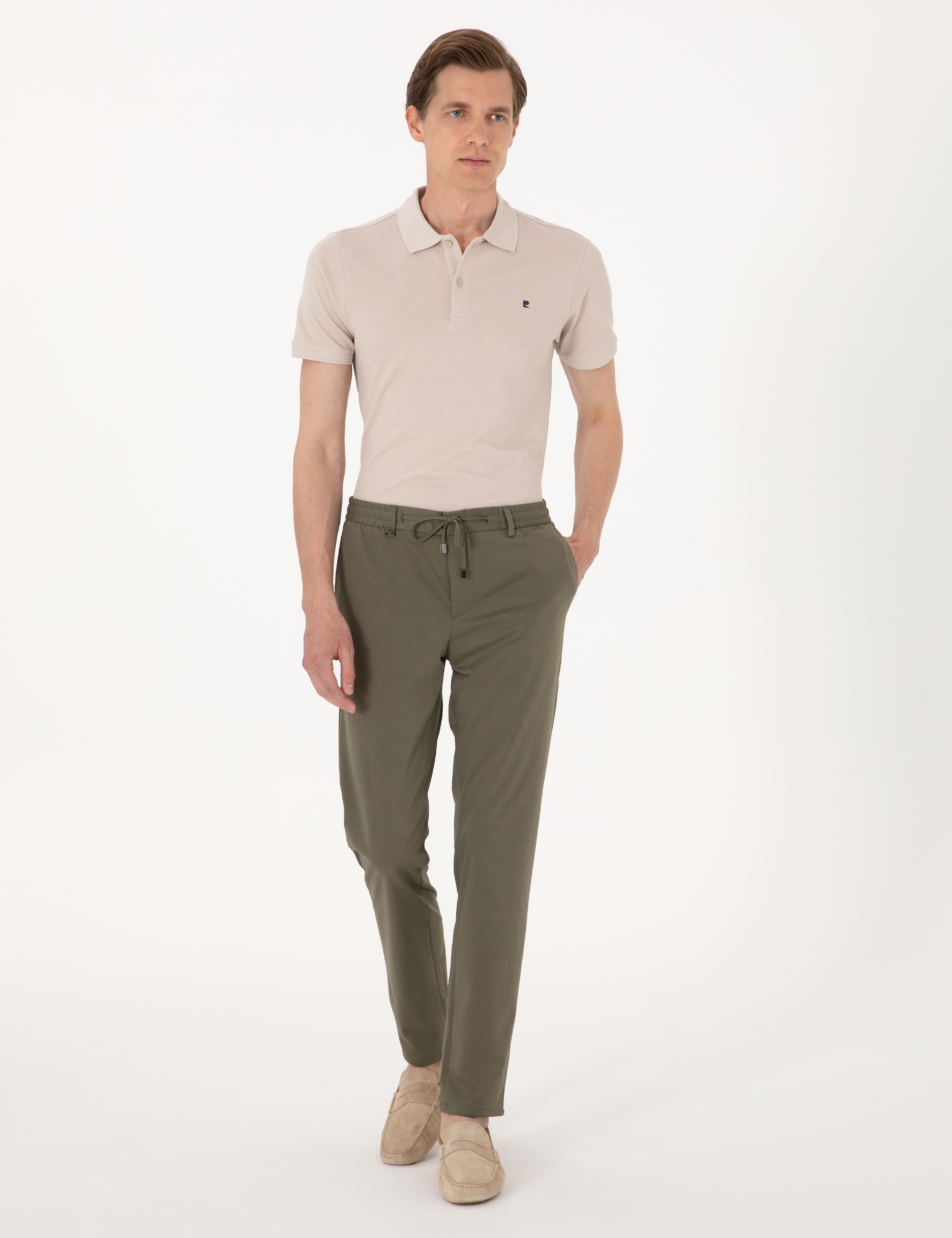 Haki Ex. Slim Fit Beli Lastikli Kordonlu Klasik Jogger Pantolon - Image 1