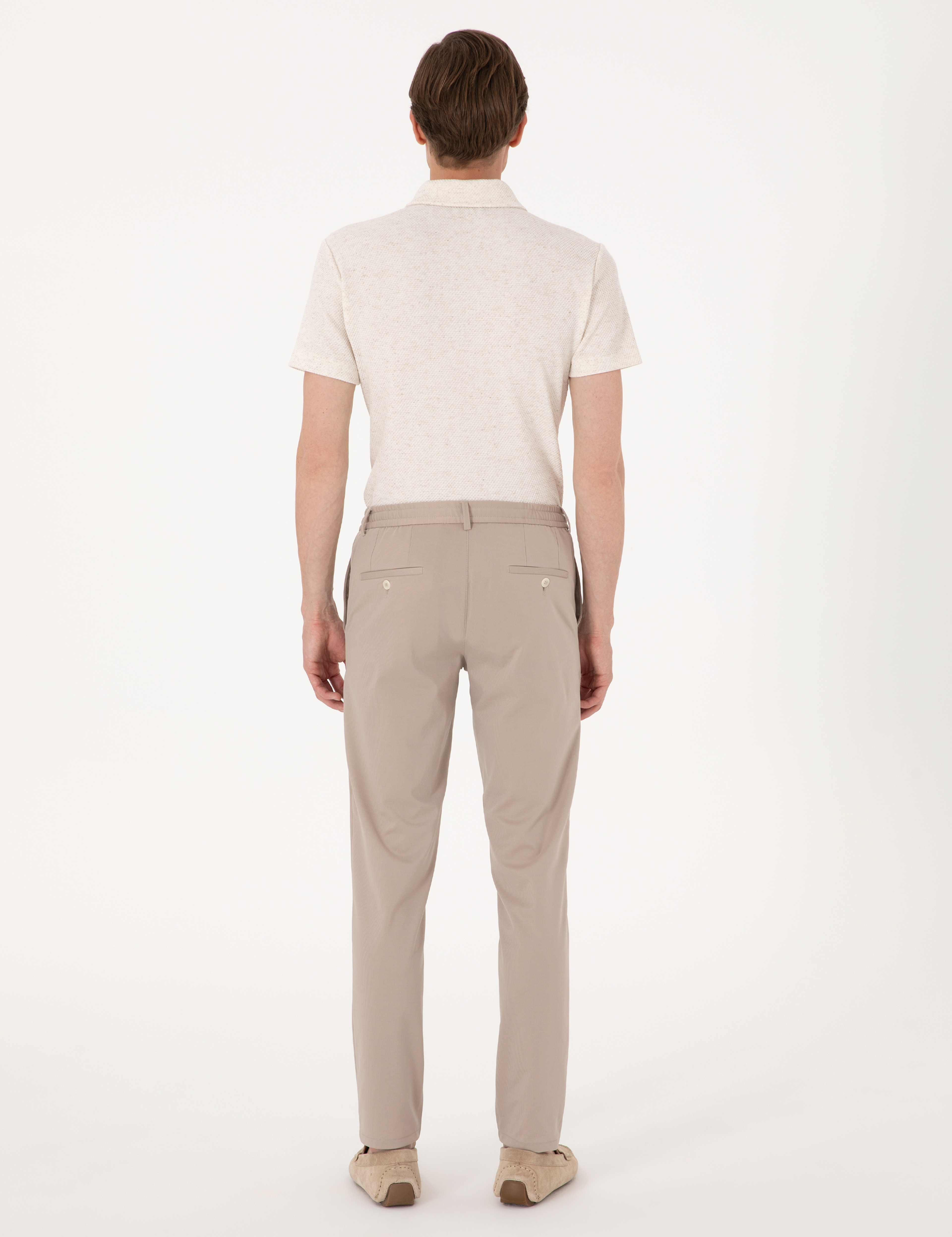 Bej Ex. Slim Fit Beli Lastikli Kordonlu Klasik Jogger Pantolon - Image 4