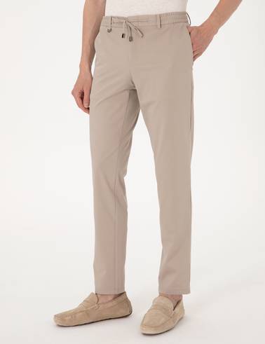 Bej Ex. Slim Fit Beli Lastikli Kordonlu Klasik Jogger Pantolon
