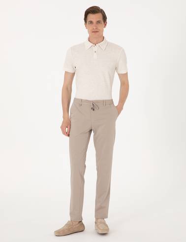 Bej Ex. Slim Fit Beli Lastikli Kordonlu Klasik Jogger Pantolon