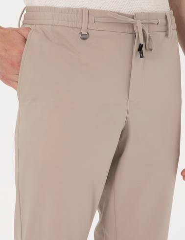 Bej Ex. Slim Fit Beli Lastikli Kordonlu Klasik Jogger Pantolon