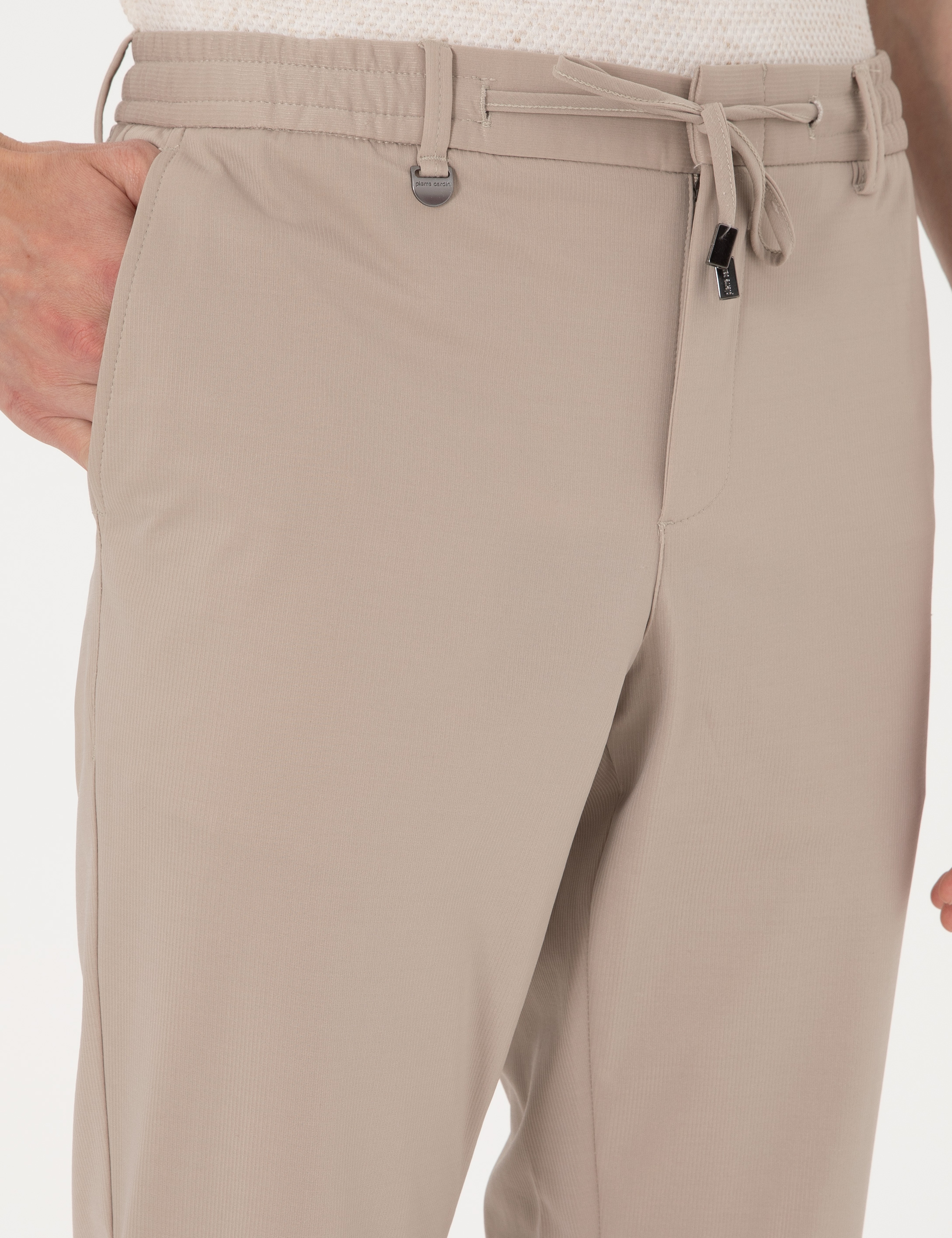 Bej Ex. Slim Fit Beli Lastikli Kordonlu Klasik Jogger Pantolon