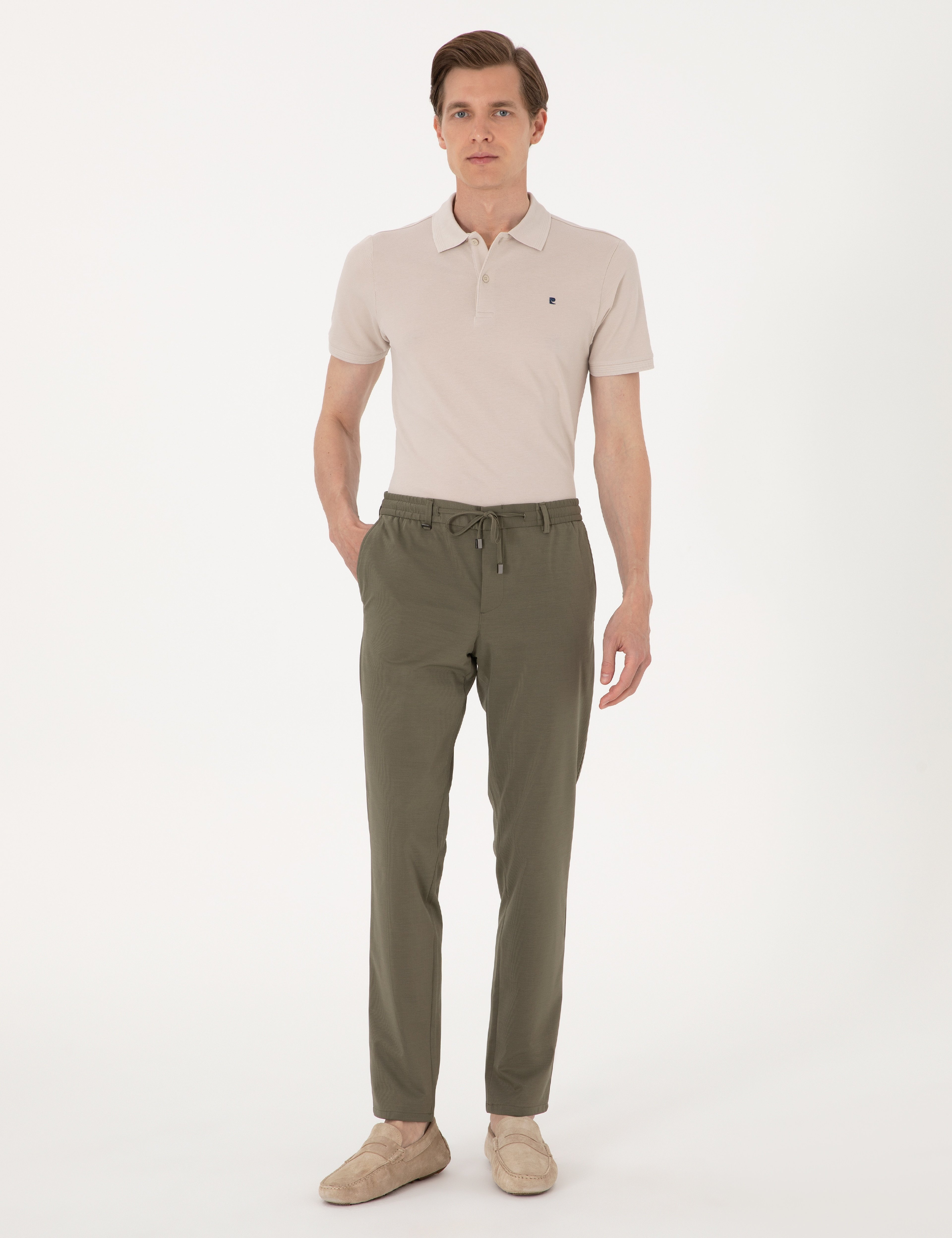 Haki Ex. Slim Fit Beli Lastikli Kordonlu Klasik Jogger Pantolon