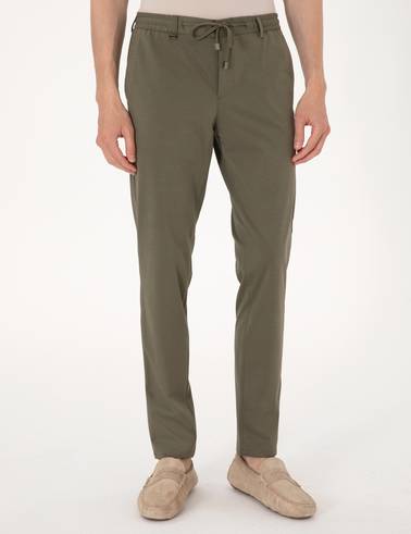 Haki Ex. Slim Fit Beli Lastikli Kordonlu Klasik Jogger Pantolon