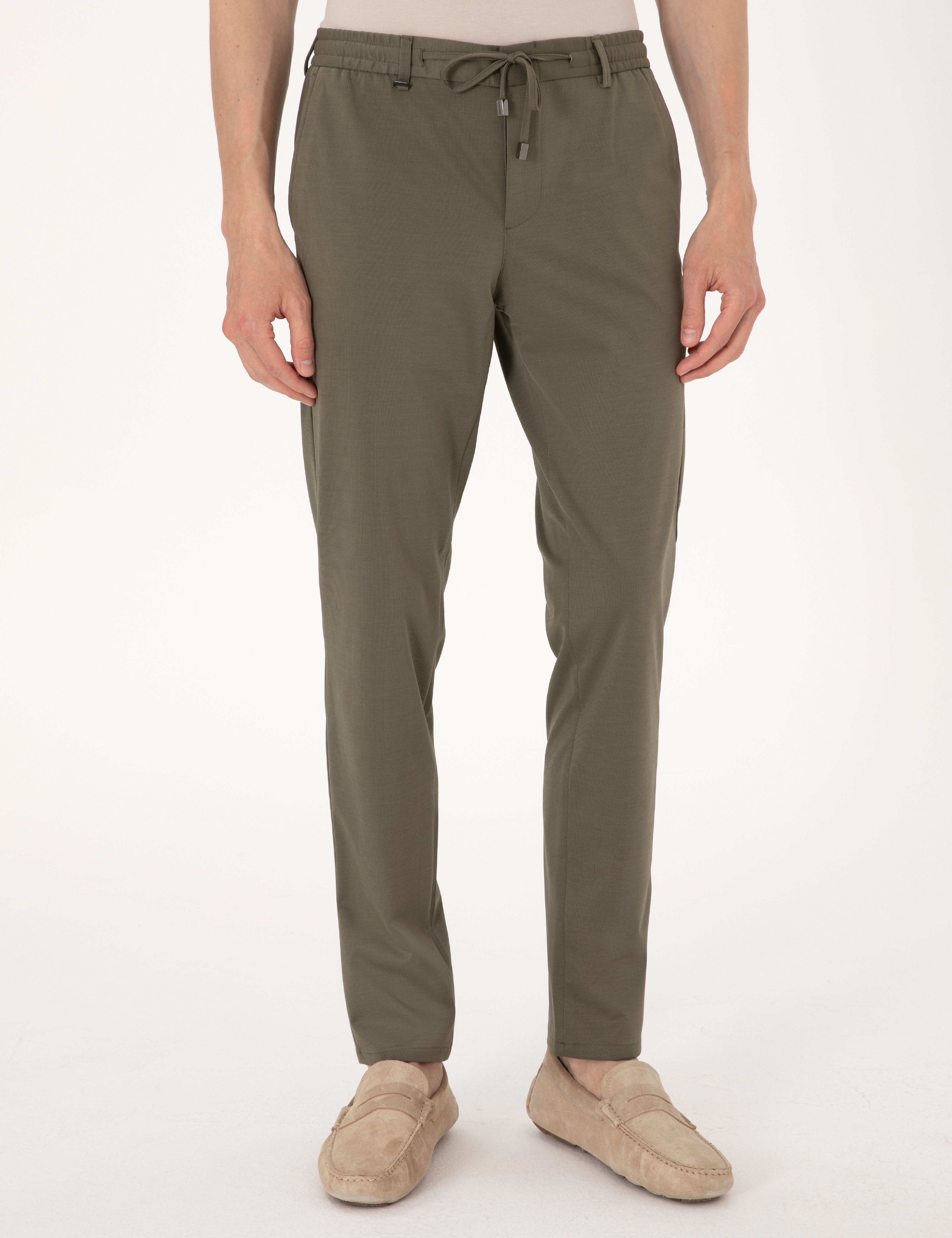 Haki Ex. Slim Fit Beli Lastikli Kordonlu Klasik Jogger Pantolon - Image 2