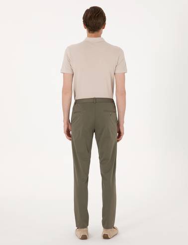 Haki Ex. Slim Fit Beli Lastikli Kordonlu Klasik Jogger Pantolon