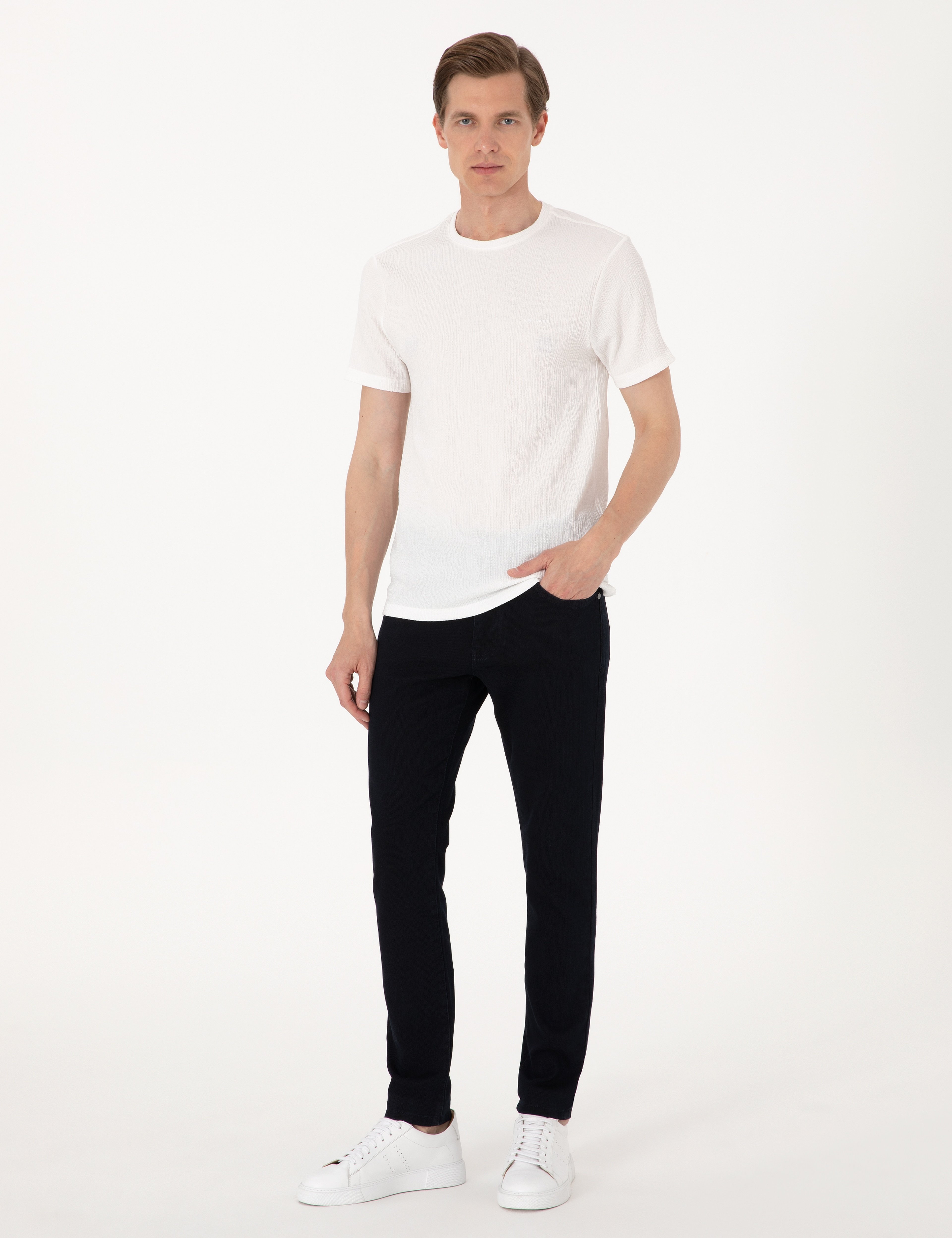Koyu Lacivert Slim Fit Jean Pantolon - Image 1