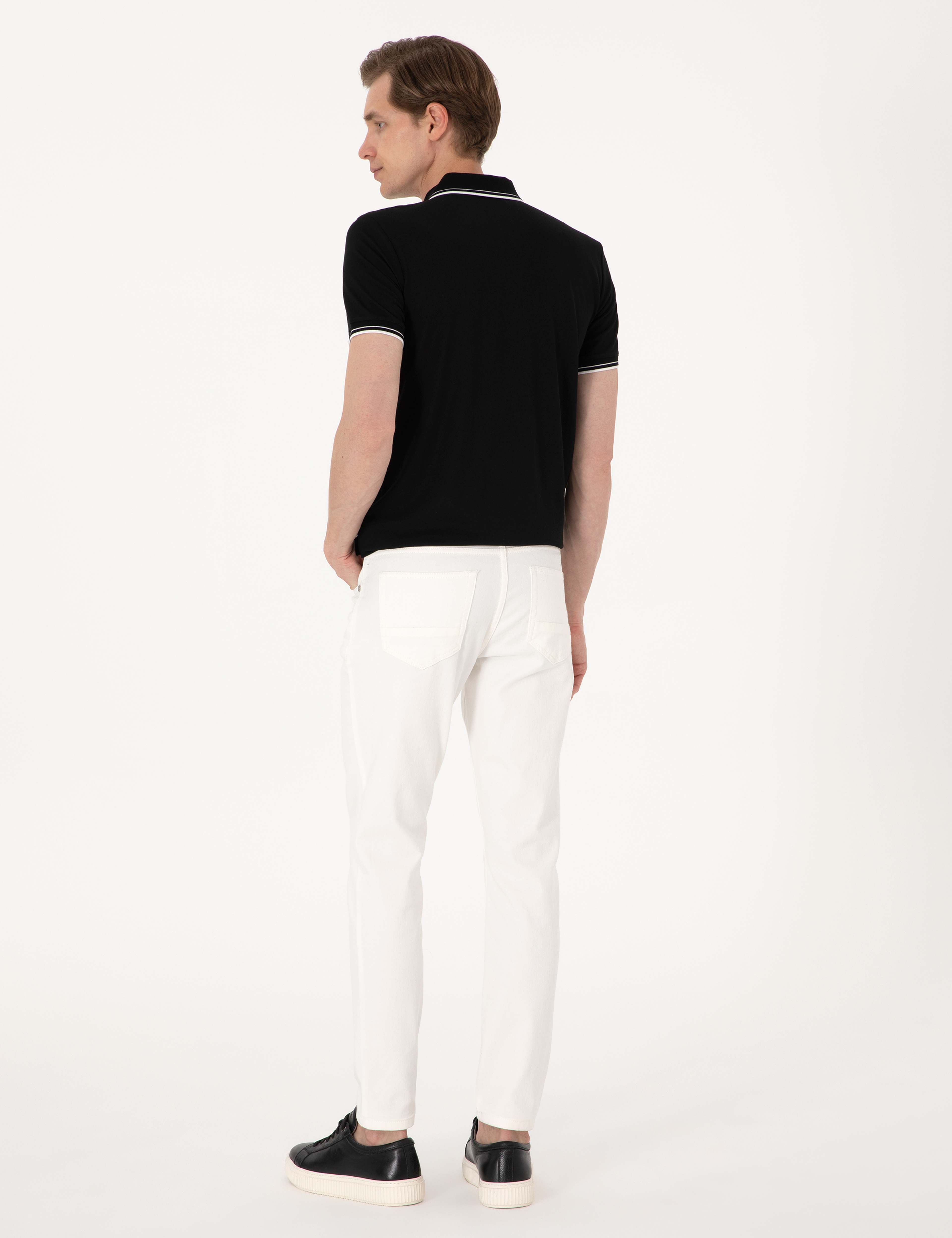 Ekru Slim Fit Jean Pantolon - Image 4