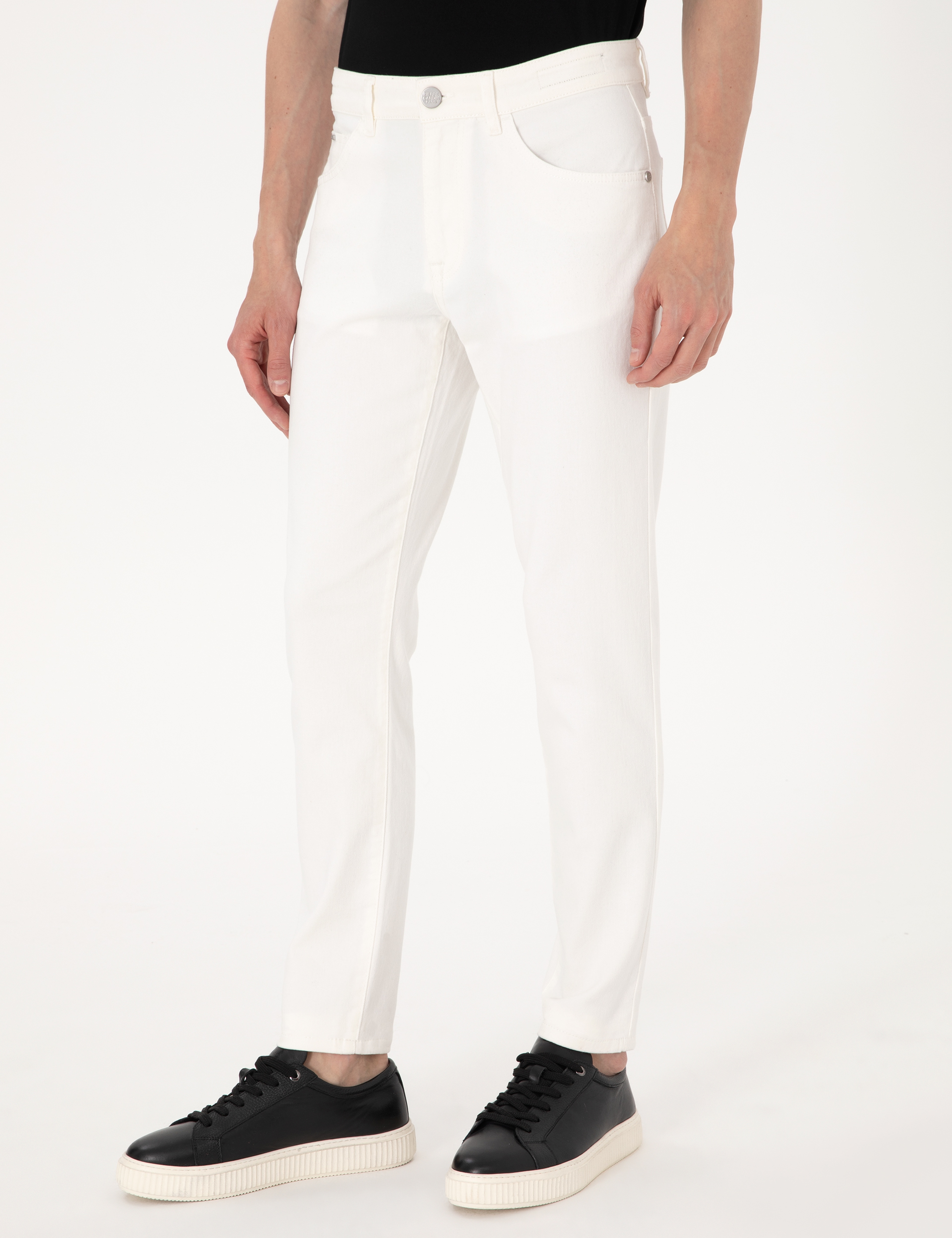 Ekru Slim Fit Jean Pantolon - Image 2