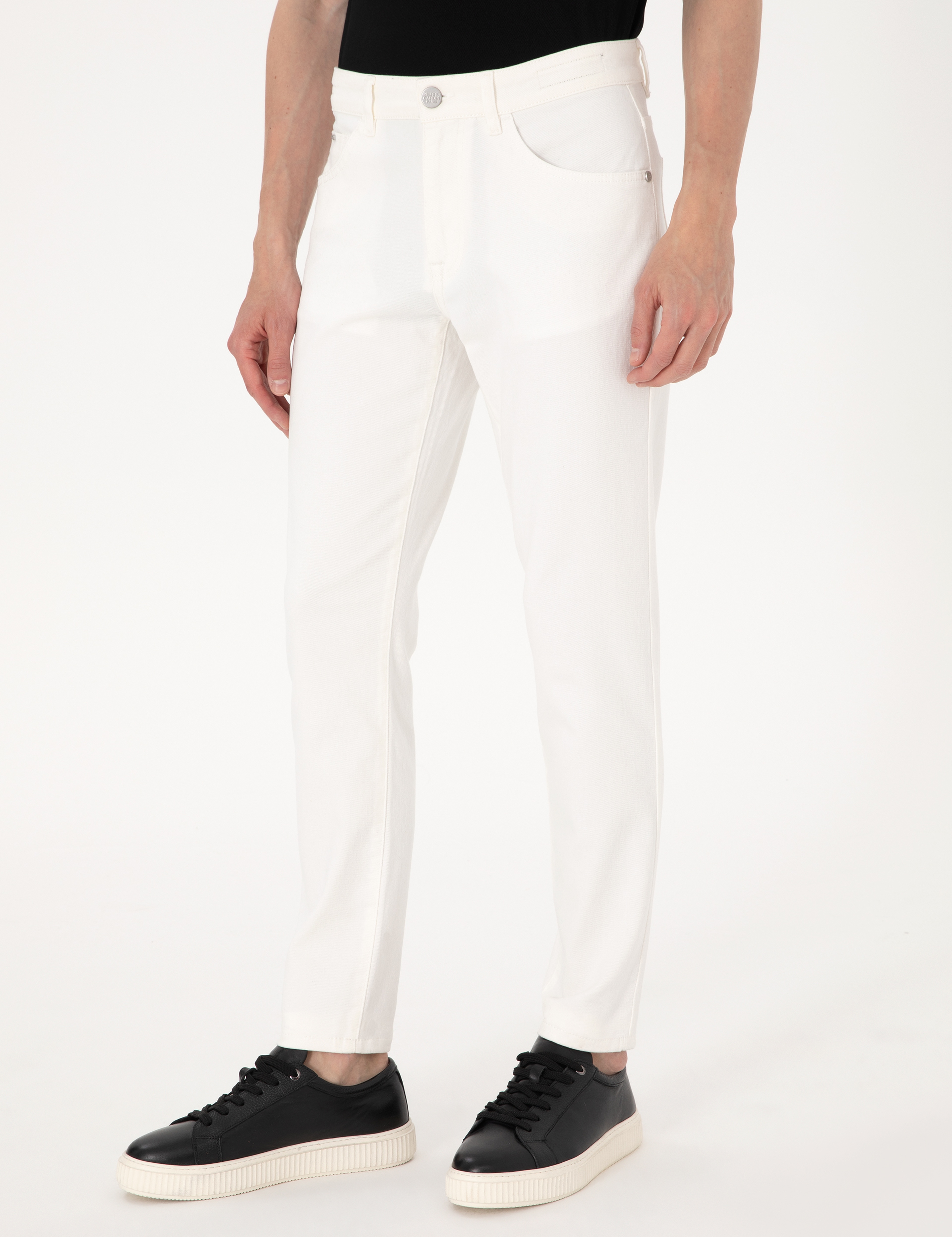 Ekru Slim Fit Jean Pantolon