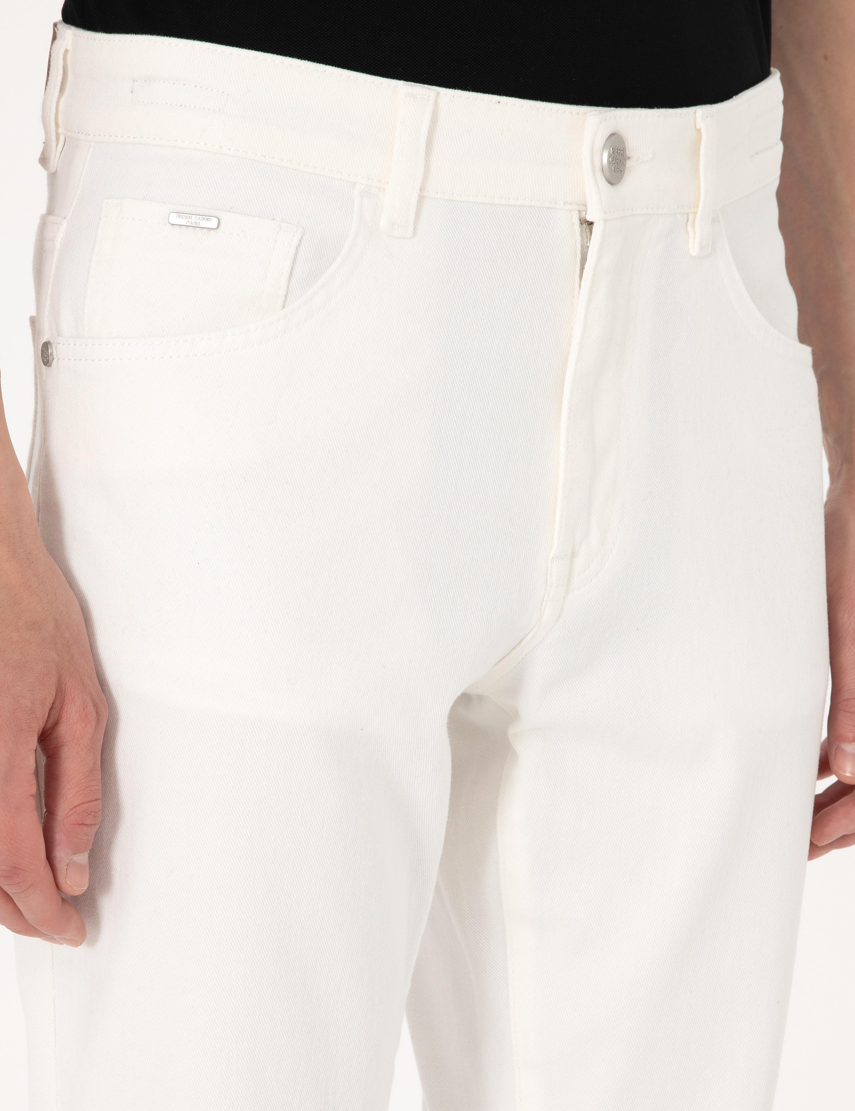 Ekru Slim Fit Jean Pantolon