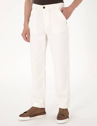 Ekru Loose Fit Jean Pantolon