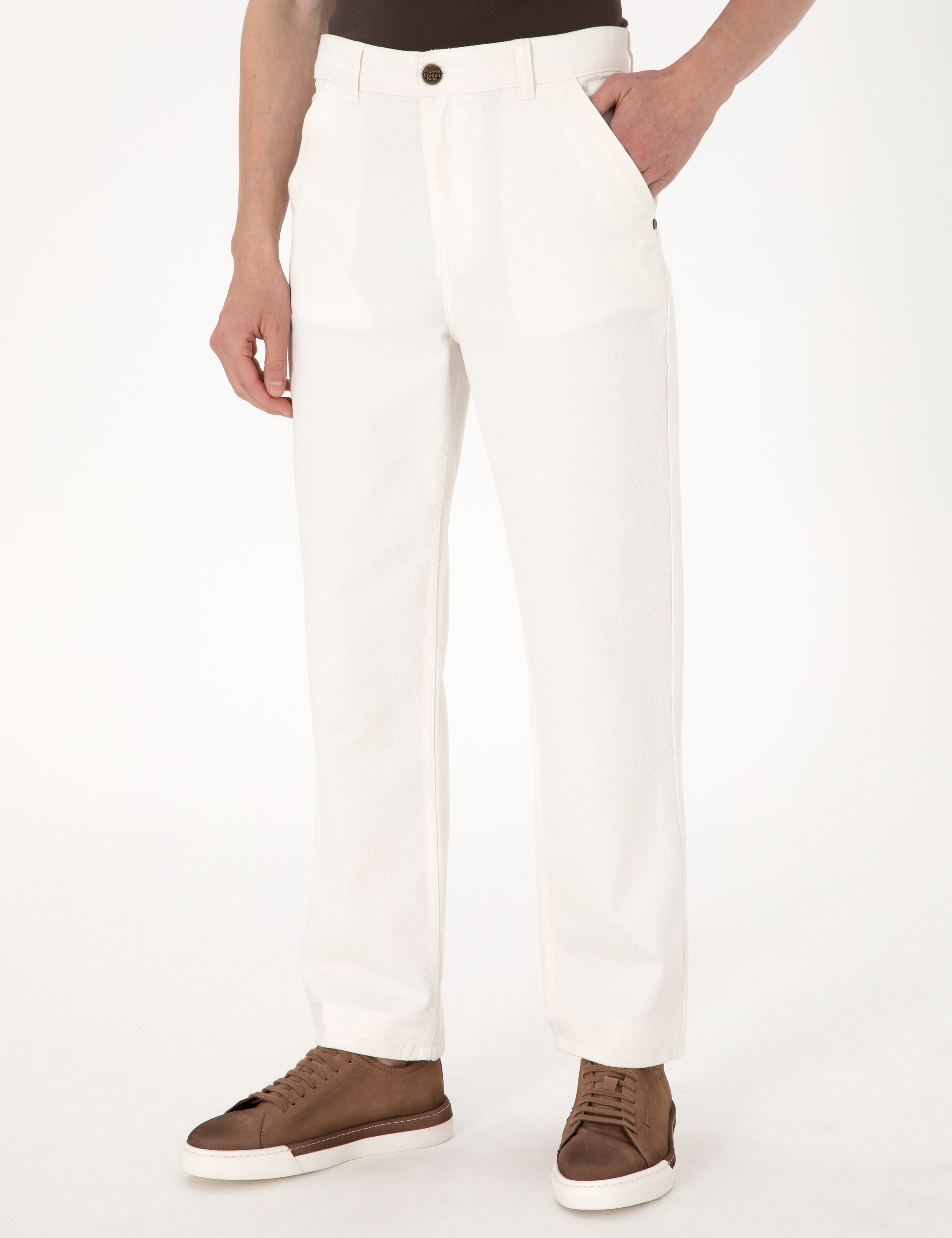 Ekru Loose Fit Jean Pantolon