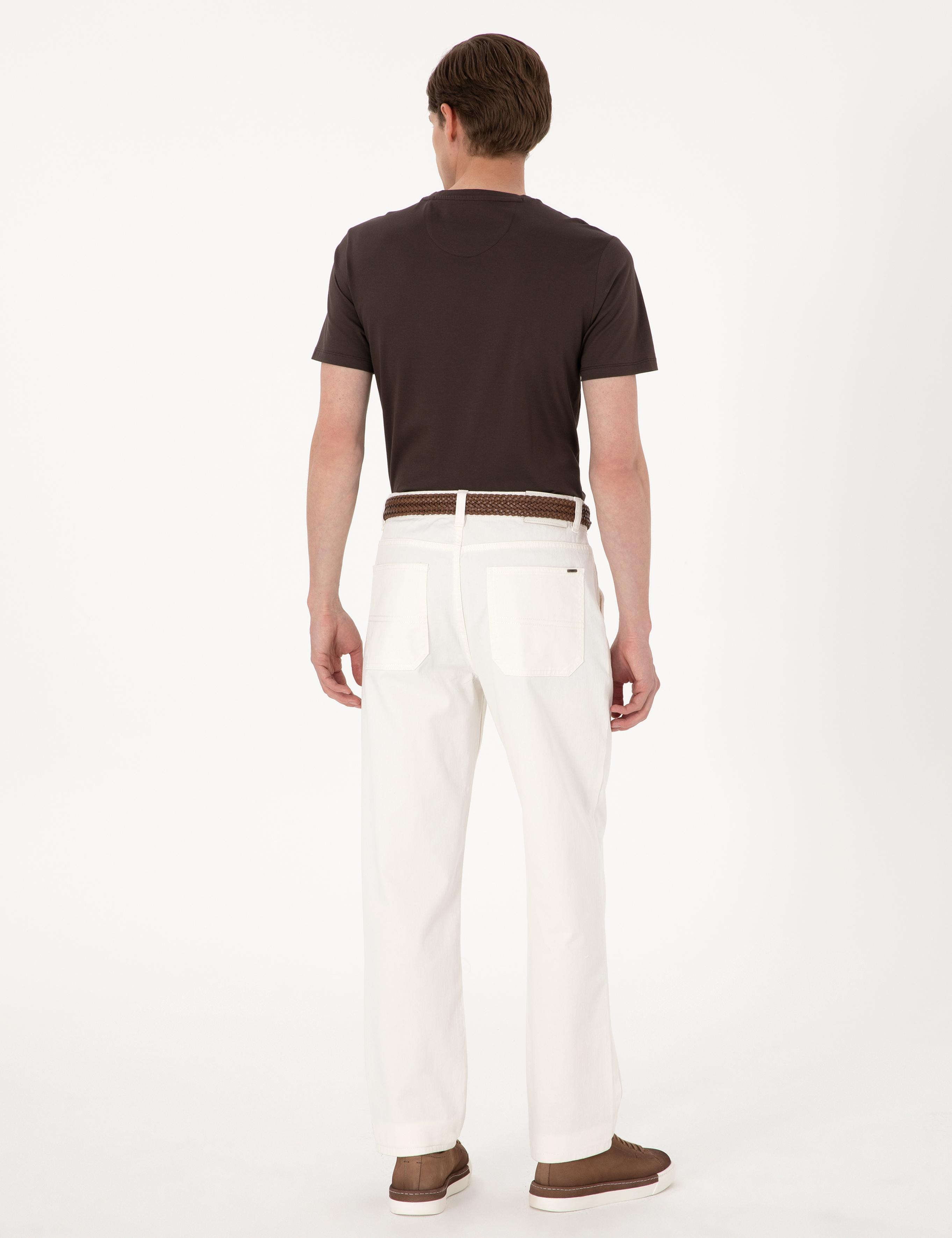 Ekru Loose Fit Jean Pantolon