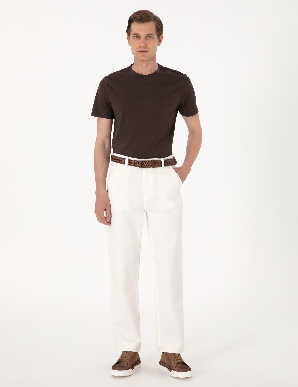 Ekru Loose Fit Jean Pantolon