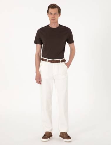 Ekru Loose Fit Jean Pantolon