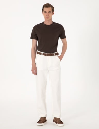 Ekru Loose Fit Jean Pantolon