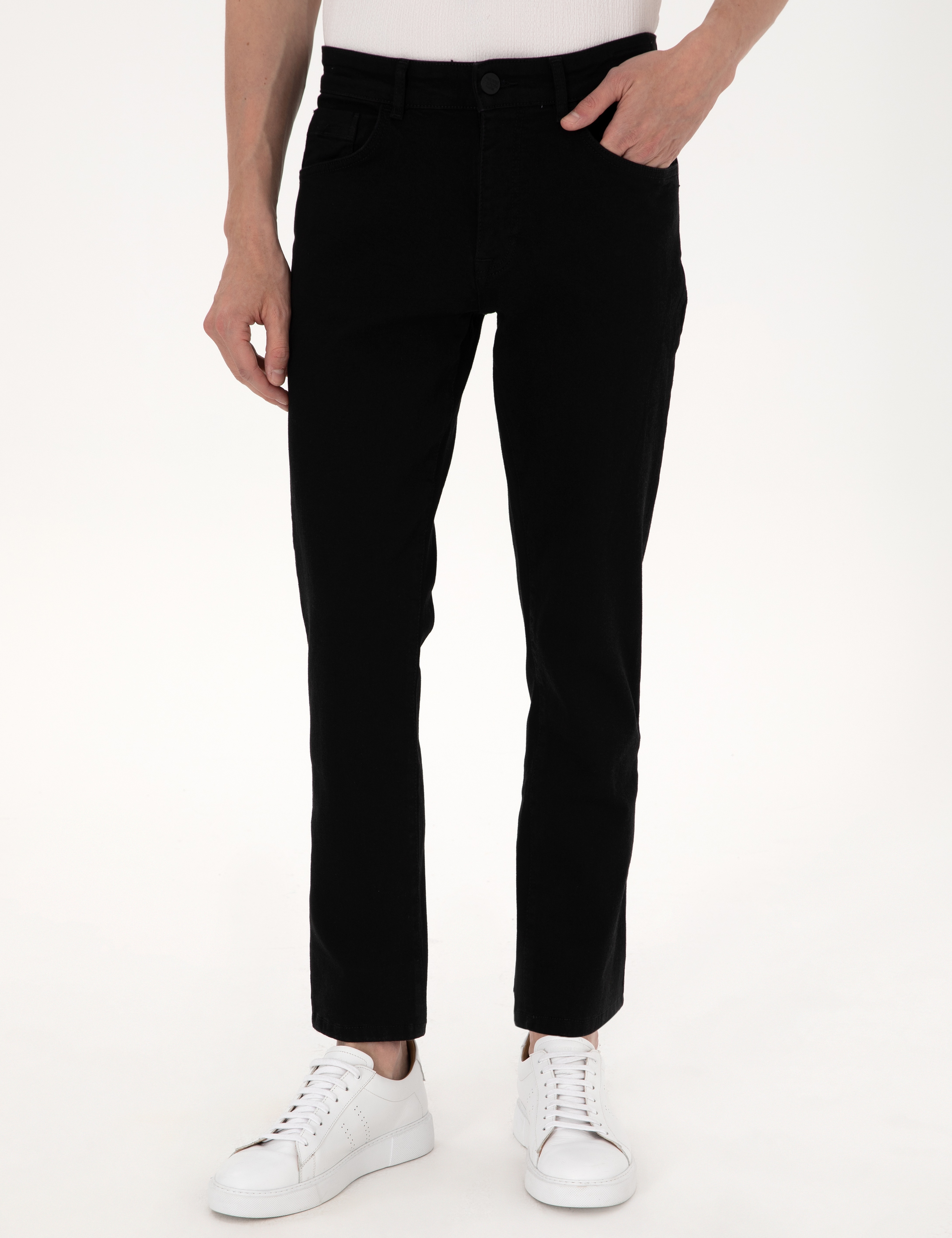 Siyah Straight Fit Jean Pantolon - Image 2