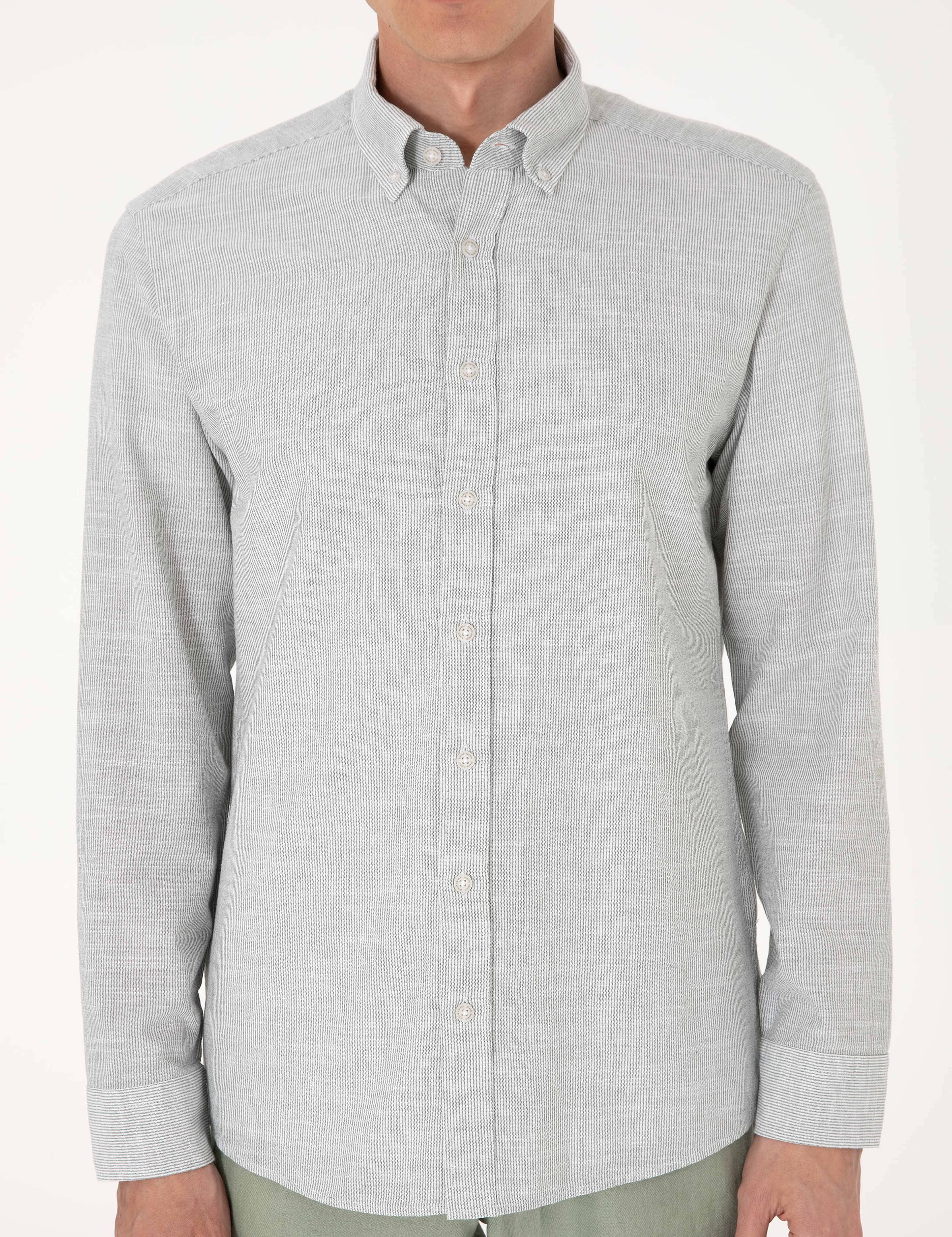 Yeşil Slim Fit Uzun Kollu Gömlek - Image 6