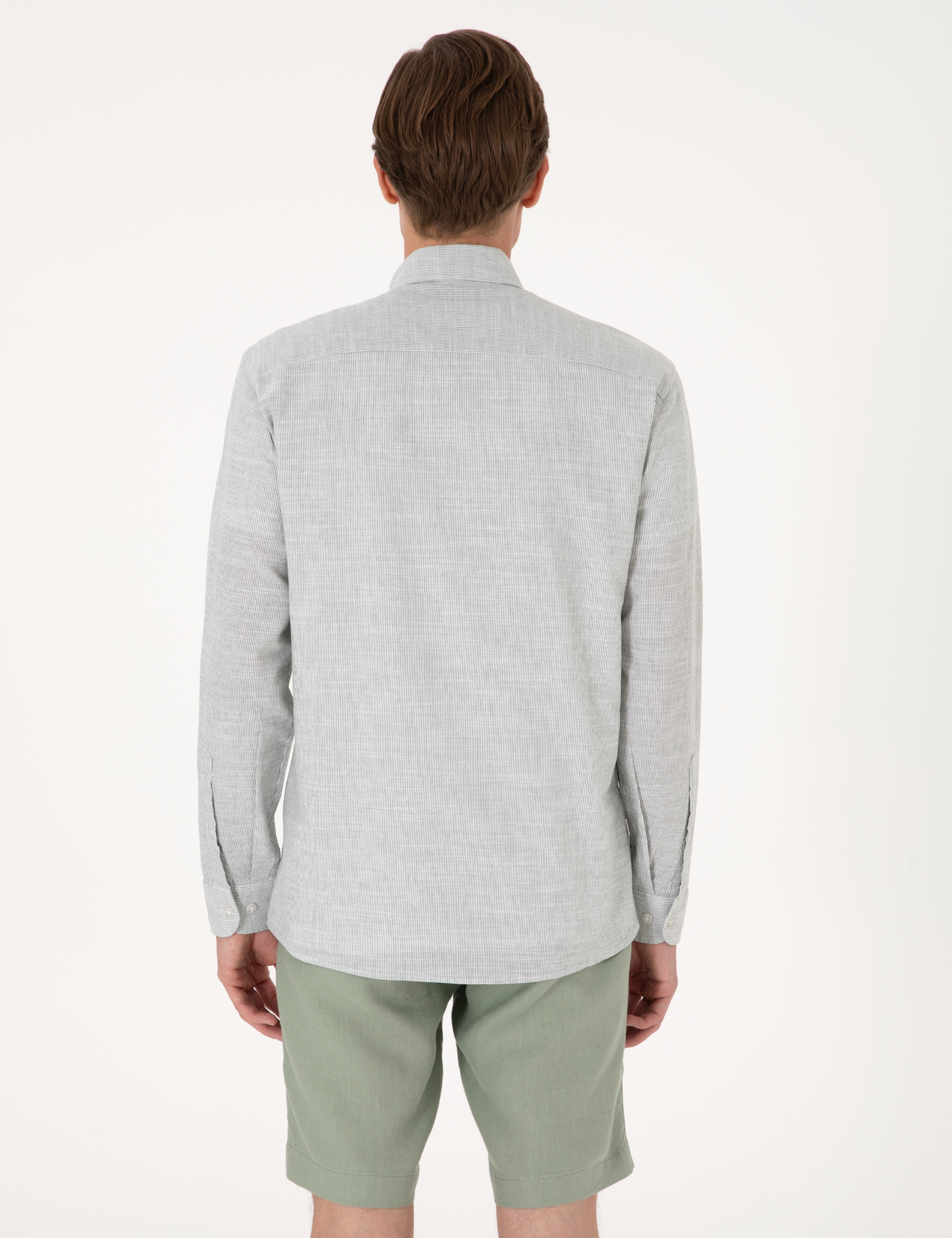 Yeşil Slim Fit Uzun Kollu Gömlek - Image 5