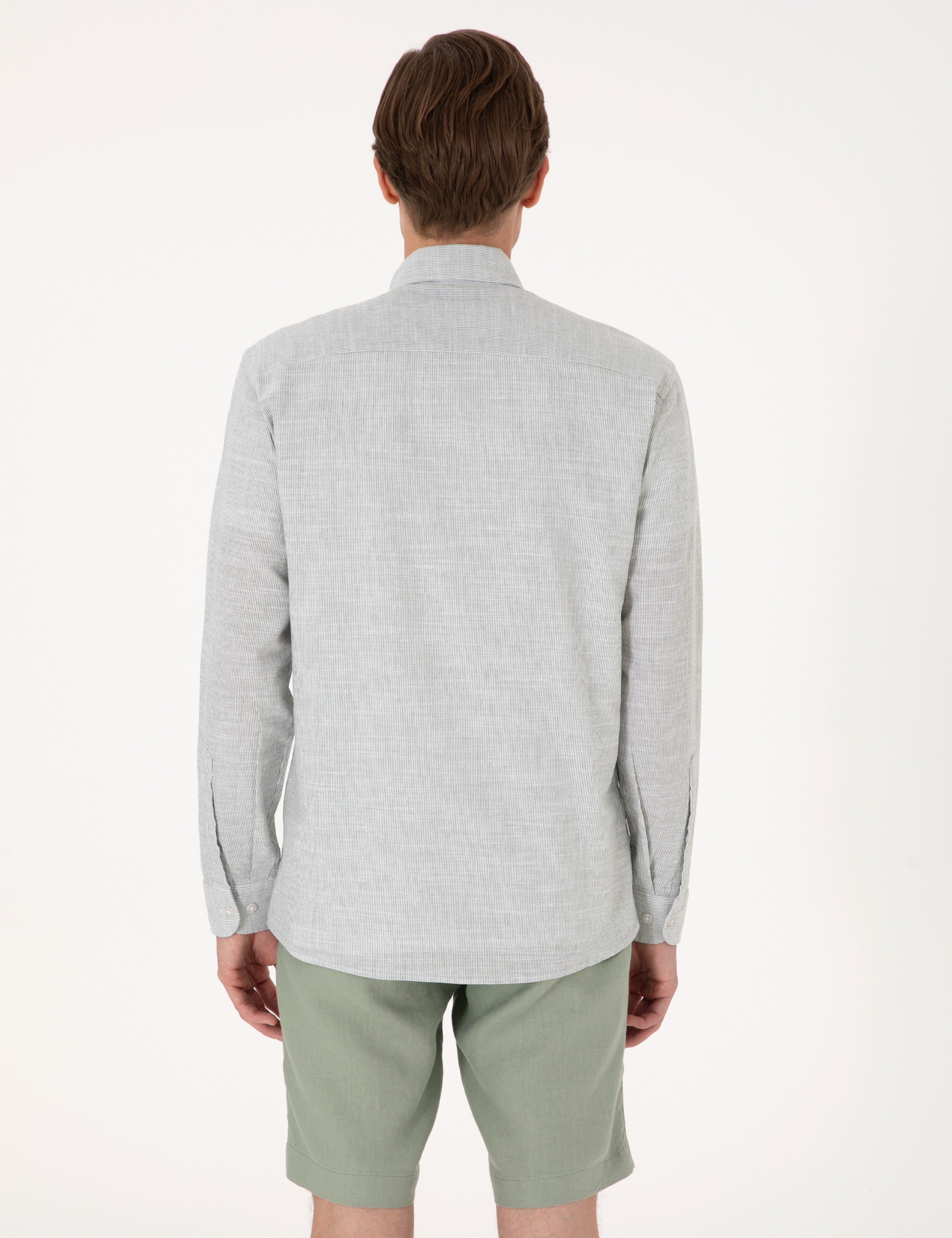 Yeşil Slim Fit Uzun Kollu Gömlek