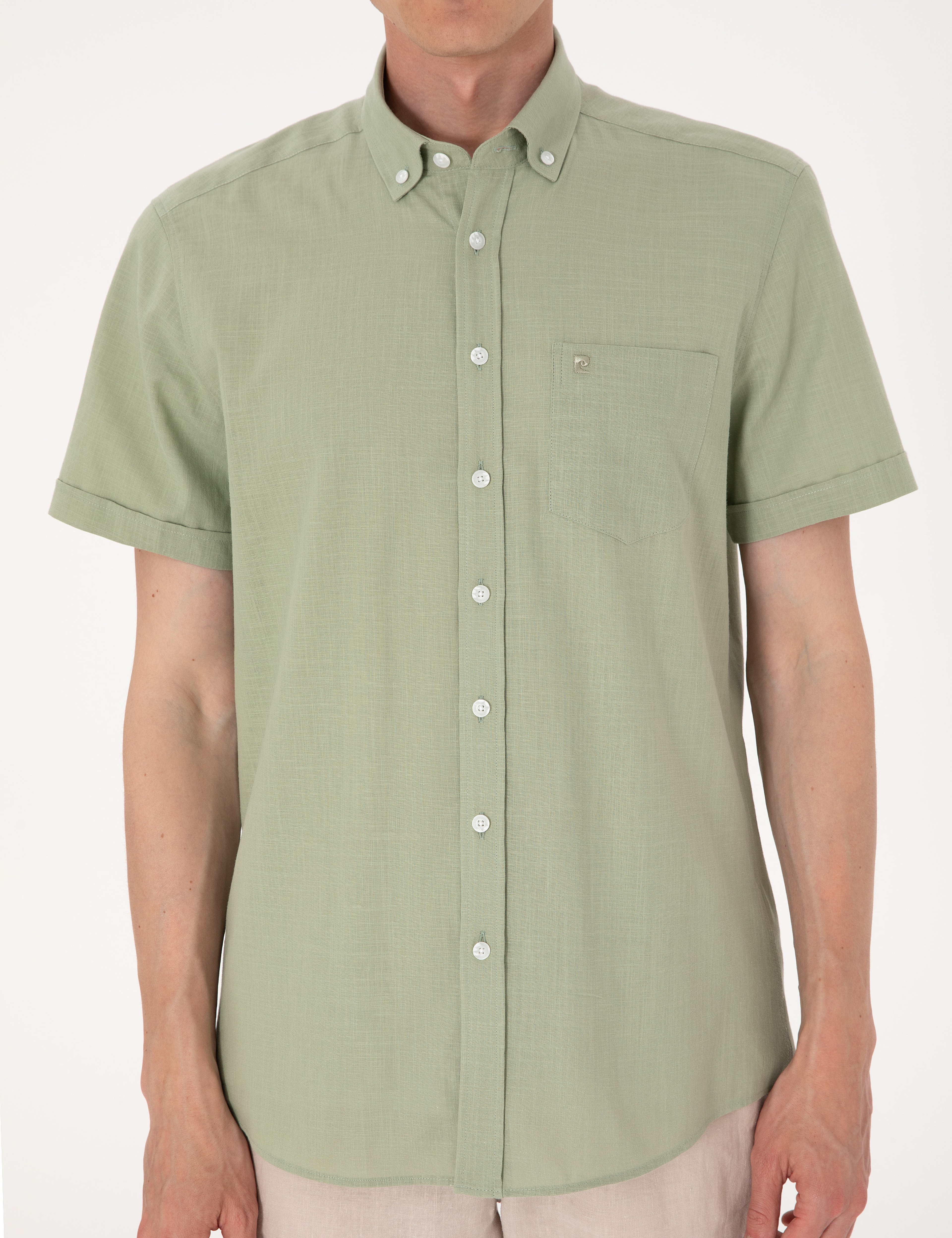 Yeşil Regular Fit Kısa Kollu Gömlek - Image 6
