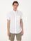 Beyaz Keten Karışımlı Regular Fit Kısa Kollu Gömlek