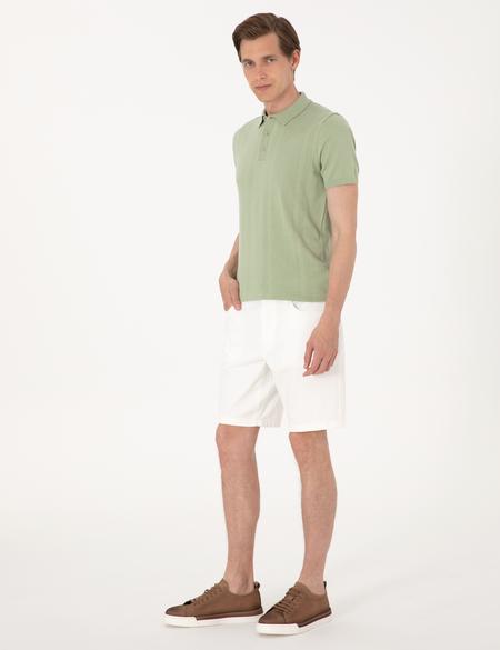 Açık Haki Slim Fit %100 Pamuk Polo Yaka Triko Tişört - 50305976013