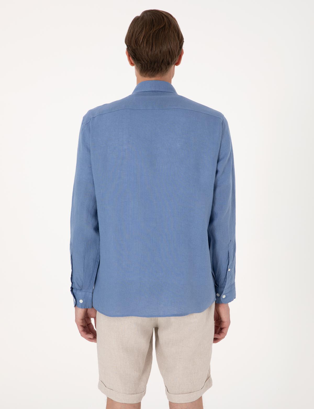 Mavi %100 Keten Regular Fit Uzunkollu Gömlek - 50303293107