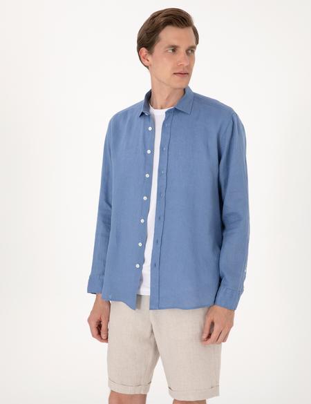 Mavi %100 Keten Regular Fit Uzunkollu Gömlek - 50303293107