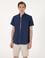Lacivert Keten Karışımlı Regular Fit Kısa Kollu Gömlek